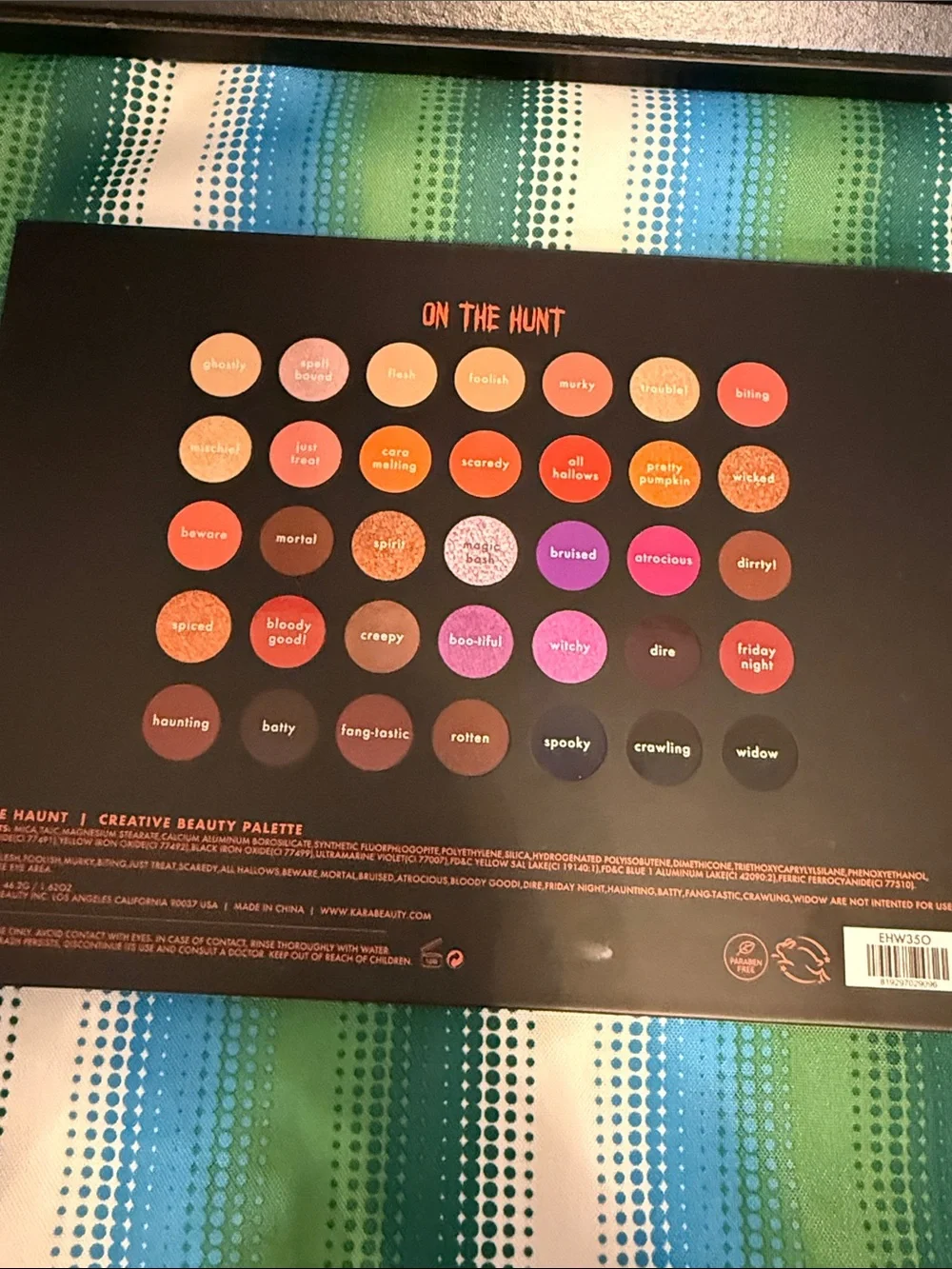 Kara Beauty Black Eyeshadow Palette – Coral Logo Accent